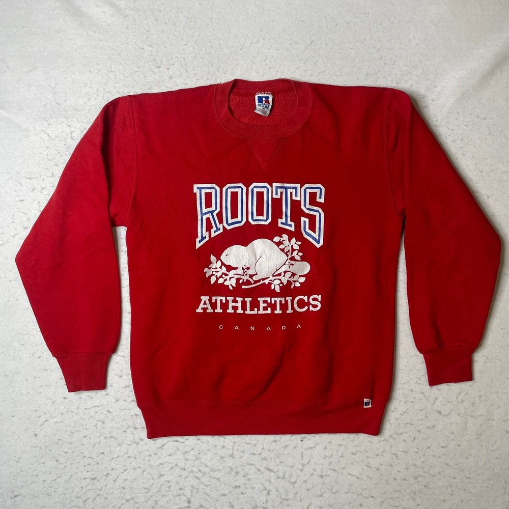 Russell Athletic Roots Athletics Sweatshirt Mens Red Vintage Beaver‎ Canada